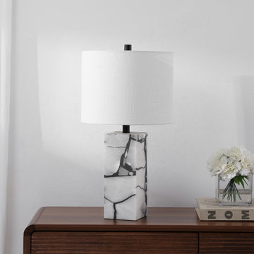 Elizabeth 24.25" Contemporary Coastal Alabaster LED Table Lamp with Body Night Light